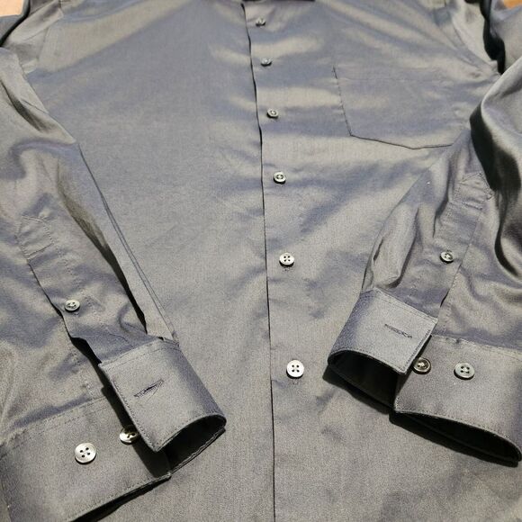 Van Heusen Dress Shirt For Mens Large 34-35 LongSleeve Gray Regular Fit Stretch - Picture 3 of 11